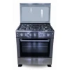 Cuisinière 5 feux Astech 80x60 inox D avec 5 foyers gaz, four gaz et grilles