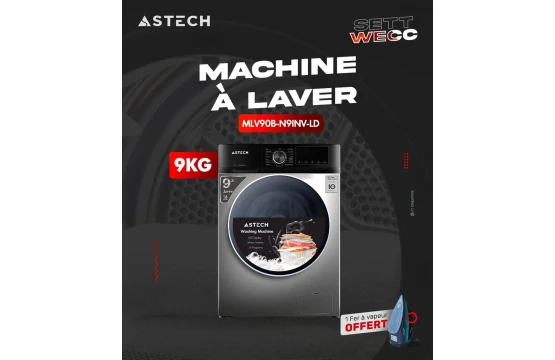 Machine à laver ASTECH 9 Kilos MLV90B-N9INV-LC 9KG INVERTER