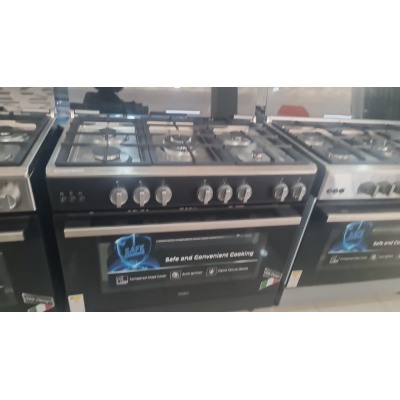 Cuisinière 5 feux Haier dimension 90x60 inox noire full option