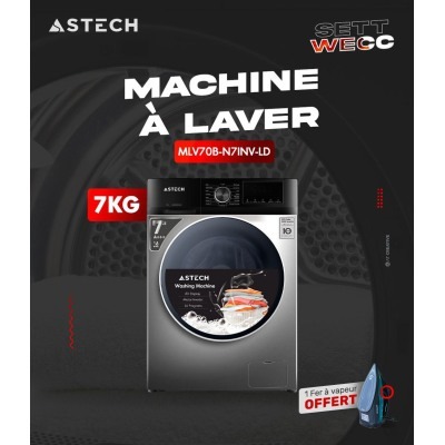Machine à laver ASTECH 7 Kilos A+++ Lave-linge frontale MLV70B-N7INV-LC 7KG INVERTER