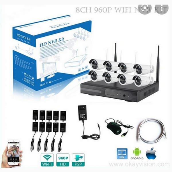 Kit vidéosurveillance wifi sans fil IP 8 caméras HD 960P 1.3MP