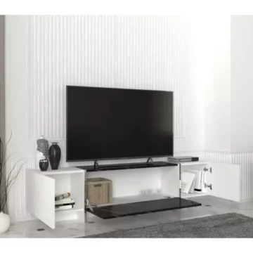 Meuble Tv VEYRON noir blanc avec Table Basse T805 B805 1,80M
