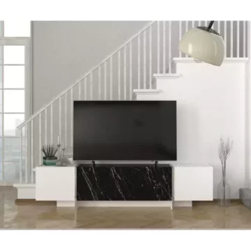 Meuble Tv VEYRON noir blanc avec Table Basse T805 B805 1,80M