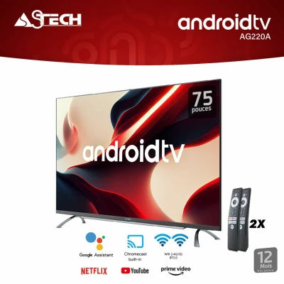 Télévision Astech 75" SMART TV Android - 4K UHD (190 cm) avec barre de son intégrée – Image 3