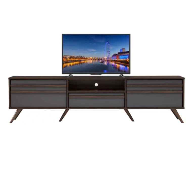 Meuble TV BLACKBURN 1,8 m coloris Columbia, tiroir coloris Gris Foncé