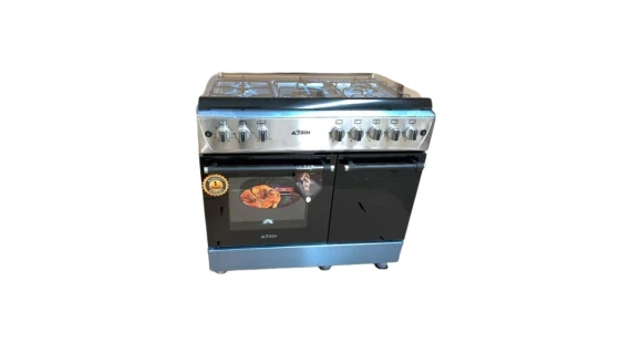 Cuisinière 5 feux Astech dimension 90X60 inox full option avec compartiment de rangement