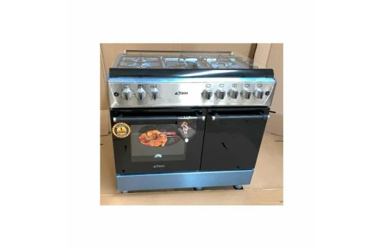 Cuisinière 5 feux Astech dimension 90X60 inox full option avec compartiment de rangement