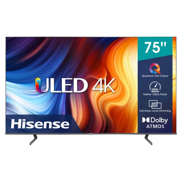 Télévision Hisense 75″ pouces (189 cm) smart TV ULED 4K Ultra-Mouvement 120 Hz Dolby Vision IQ HDR 10+ 75U7H