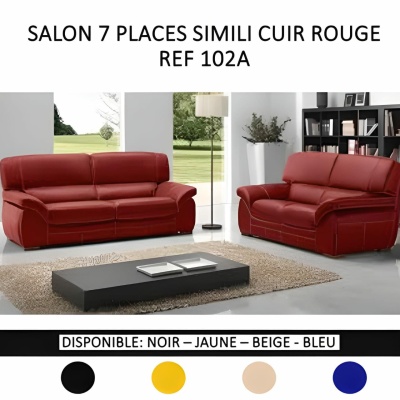 Salon Simili Cuir 7 places 102A couleur au choix