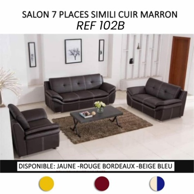 Salon Simili Cuir 7 places 102B couleur au choix