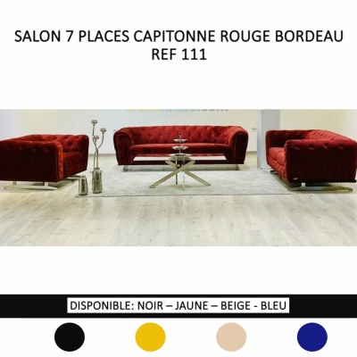 Salon CAPITONNE 7 PLACES DAIM OU TISSU couleur au choix 111