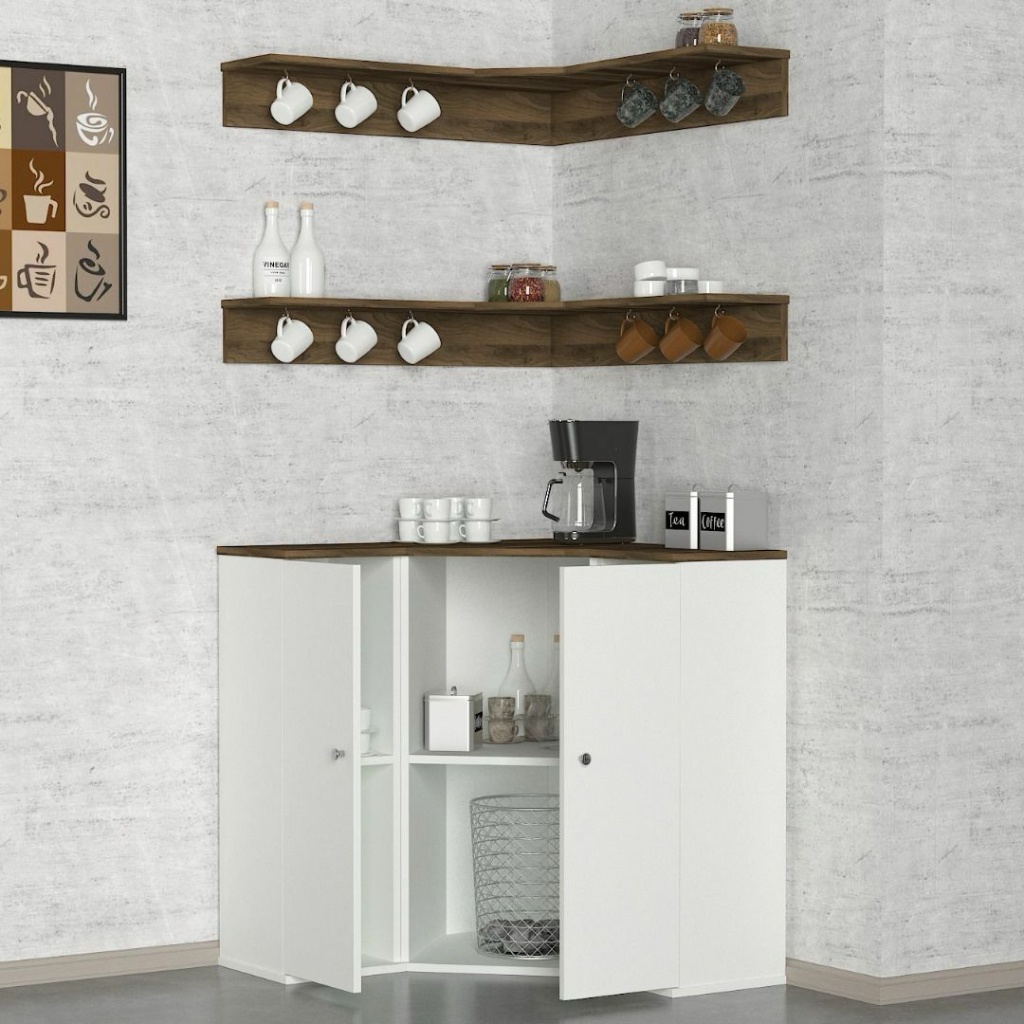 Margaret Coffee Corner Cabinet White -Walnut H91/88CM V905