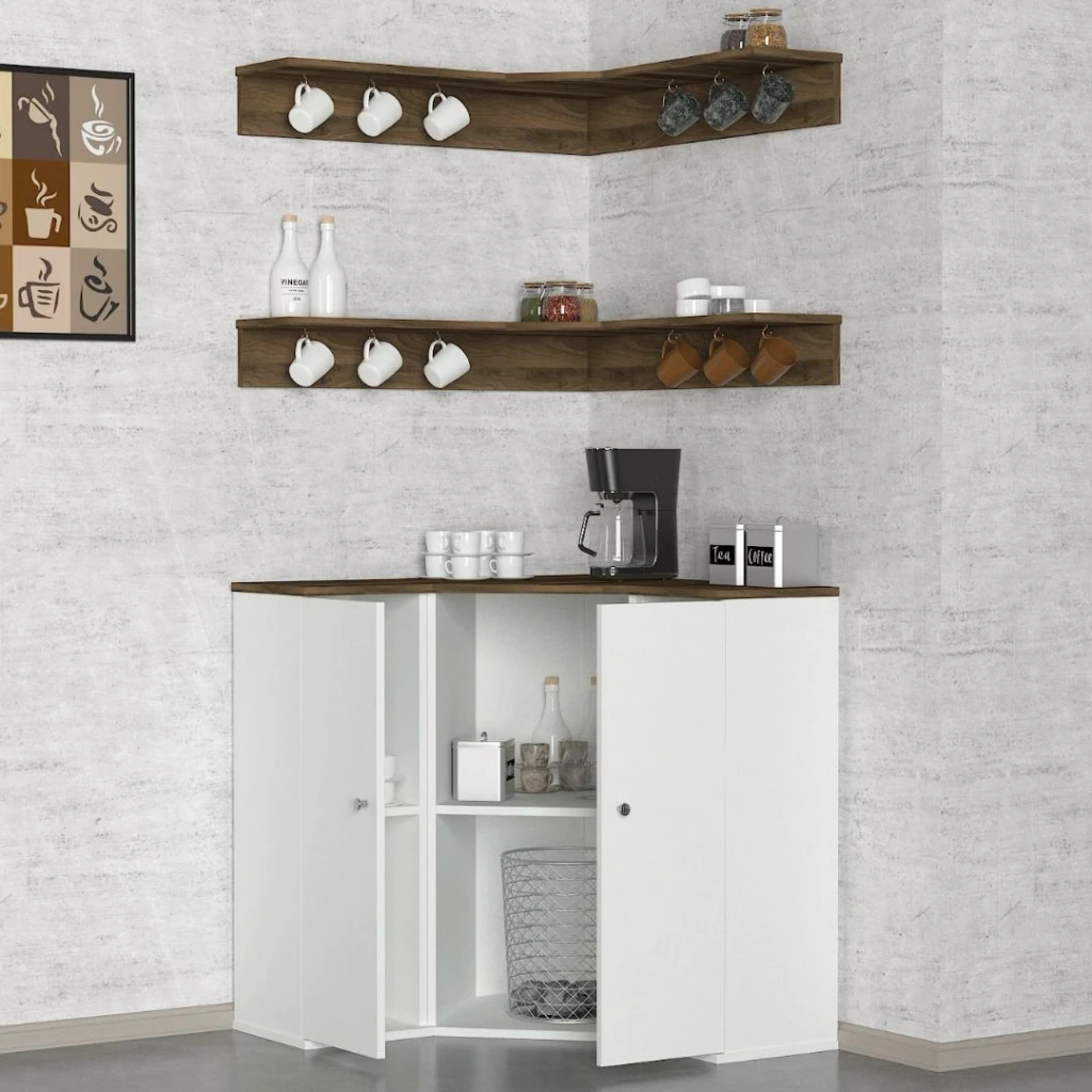 Margaret Coffee Corner Cabinet White -Walnut H91/88CM V905
