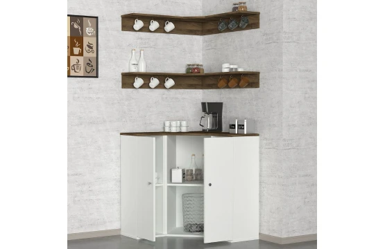 Margaret Coffee Corner Cabinet White -Walnut H91/88CM V905