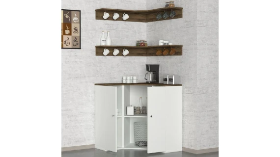 Margaret Coffee Corner Cabinet White -Walnut H91/88CM V905