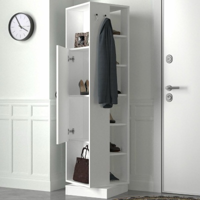 Roll Mirrored Coat Stand White 1,80M/48cm R12