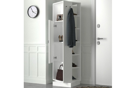 Roll Mirrored Coat Stand White 1,80M/48cm R12