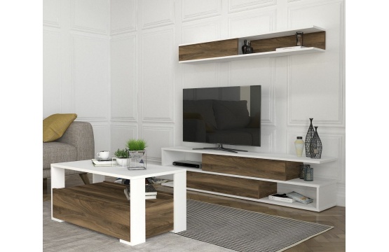 Enssemble Sims Tv Unit White - Walnut 1,80m MARON BLAN T908-B908