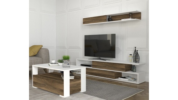 Enssemble Sims Tv Unit White - Walnut 1,80m MARON BLAN T908-B908