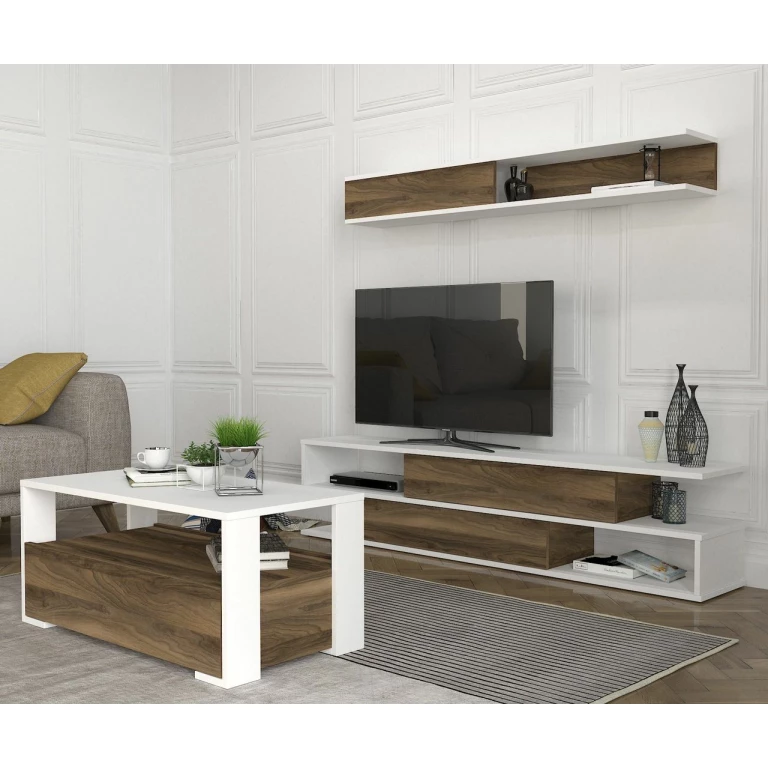 Enssemble Sims Tv Unit White - Walnut 1,80m MARON BLAN T908-B908