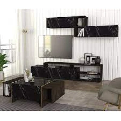 Enssemble Tromen Tv Unit Black Marble - Rebab 2,60M NOIR T929-B905