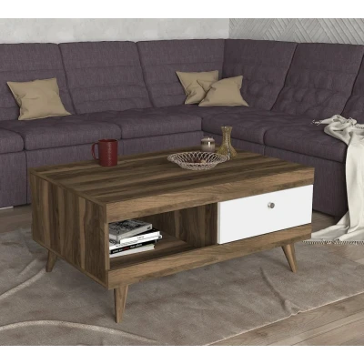 Meleda Coffee Table White - Walnut 110/60CM MARON BLANC B701