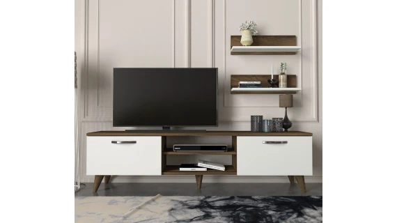 GeaclesV2 Tv Unit White Walnut 1,80M MARON BLANC T807
