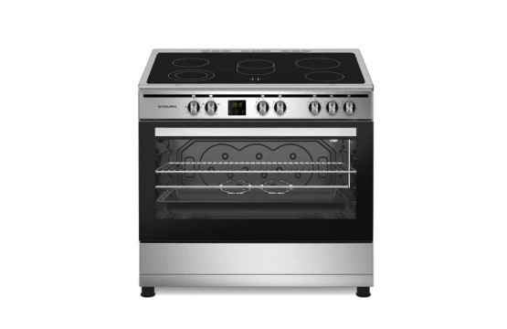 Cuisinière Enduro 5 Feux 90X60 Vitroceramique Electrique Gril Haut et Bas INOX