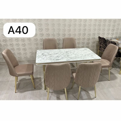 table à manger 6 places 80X140 Metal blanc-beige A40