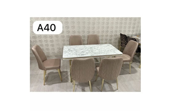 table à manger 6 places 80X140 Metal blanc-beige A40