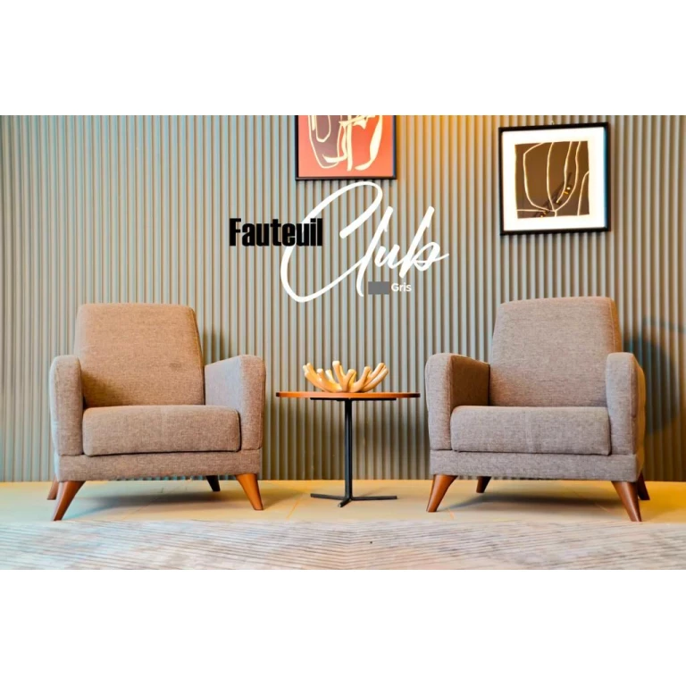 Fauteuil Club Gris 1+1