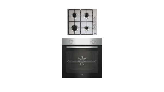 Four Beko Encastrable Electrique + Plaque a Gaz 4 Feux BBSP11030X