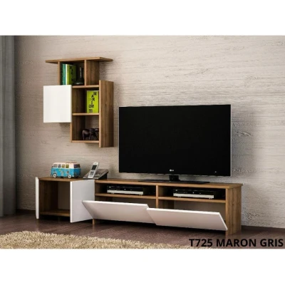Meuble TV Mariposa Noyer-Blanc 1,80M