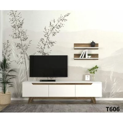 Meuble TV Zenan Walnut Blanc T606