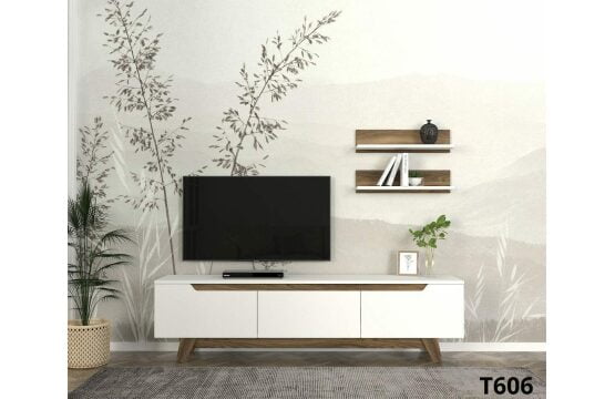 Meuble TV Zenan Walnut Blanc T606