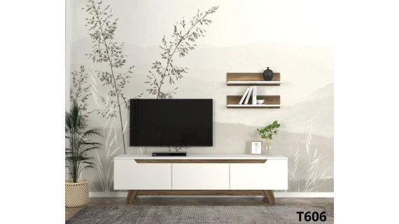 Meuble TV Zenan Walnut Blanc T606