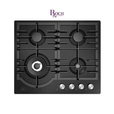 Plaque Encastrable Roch 4 Feux Dimensions 60x60 en Verre Noir RBH60WCFGB