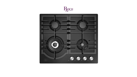 Plaque Encastrable Roch 4 Feux Dimensions 60x60 en Verre Noir RBH60WCFGB