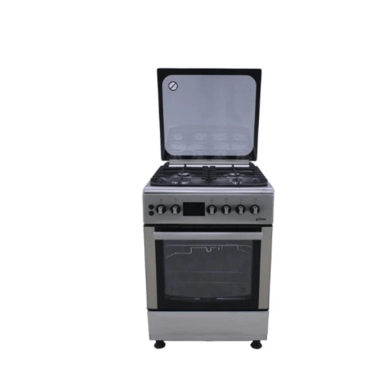 Cuisinière Astech dimension 60x60 4 Feux Inox Avec Ecran et Chaleur Tournente CK66ELCF