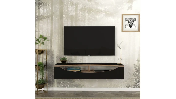 Meuble TV Gieza (noir et chêne)