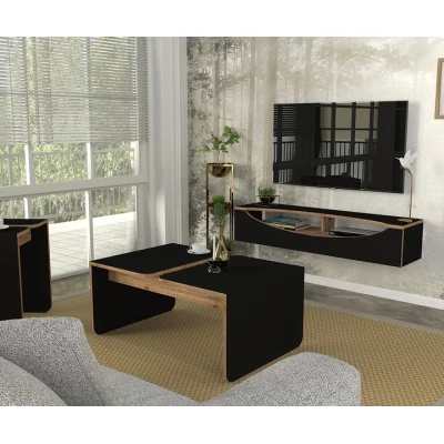 ENSSEMBLE Support TV Gieza (pin noir-atlantique) T102-B102