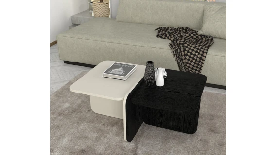 Table basse ROGAN  Beige Noir -  93cm