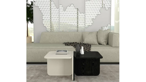 Table basse ROGAN  Beige Noir -  93cm – Image 5