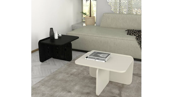Table basse ROGAN  Beige Noir -  93cm – Image 7