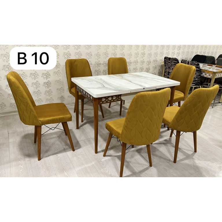 Ensemble 1+6 pièces Table et chaises de salle à manger - 80X170 - Pieds en bois
