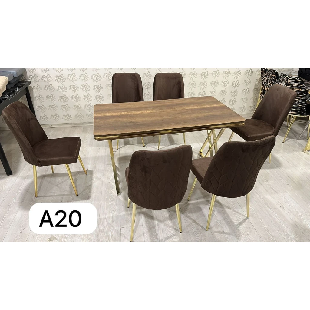 Ensemble 1+6 pièces Table et chaises de salle à manger - Pieds en acier