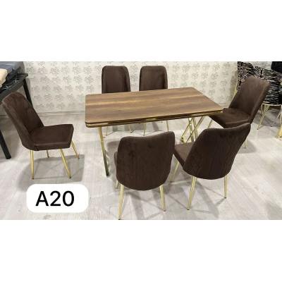 Ensemble 1+6 pièces Table et chaises de salle à manger - Pieds en acier