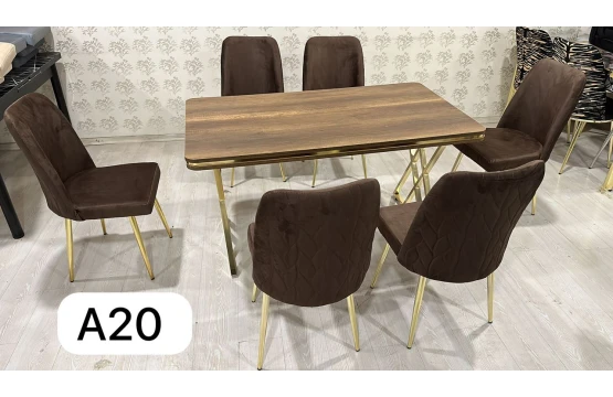 Ensemble 1+6 pièces Table et chaises de salle à manger - Pieds en acier