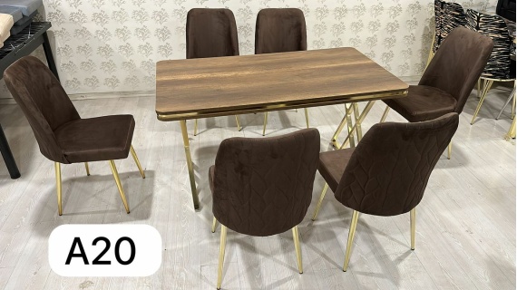 Ensemble 1+6 pièces Table et chaises de salle à manger - Pieds en acier