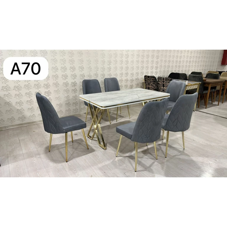 Ensemble 1+6 pièces Table et chaises de salle à manger - 80X140 - Pieds en Metal